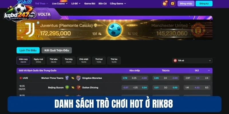 Danh sách trò chơi hot ở Rik88