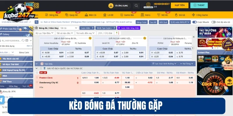 Kèo bóng đá thường gặp