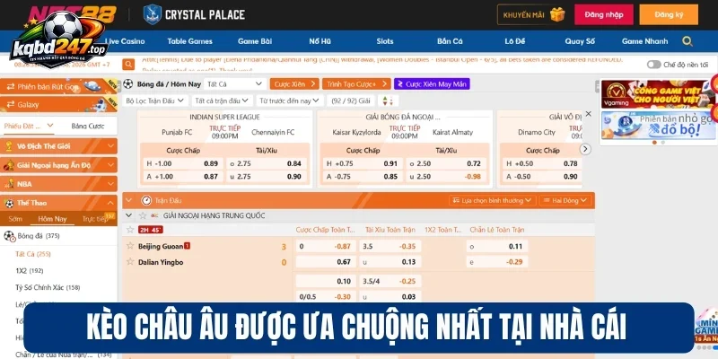 Kèo Châu Âu được ưa chuộng nhất tại nhà cái