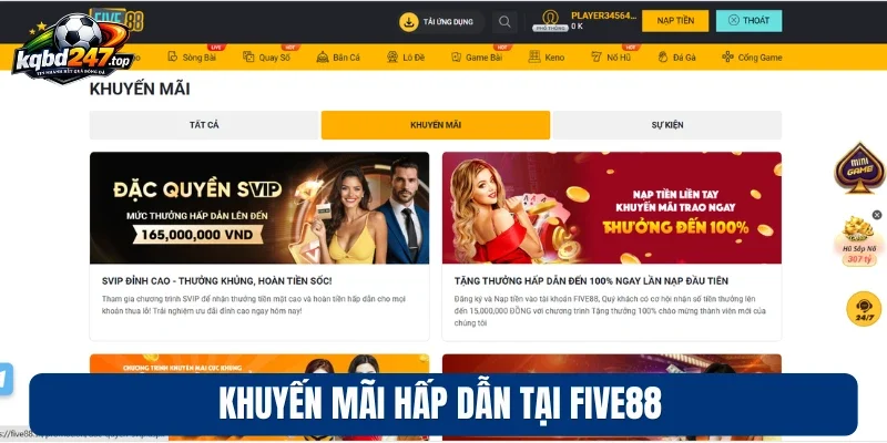 Khuyến mãi hấp dẫn tại Five88