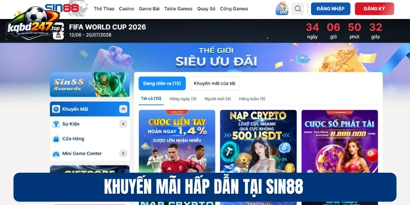 Khuyến mãi hấp dẫn tại Sin88