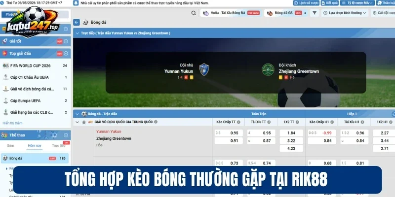 Tổng hợp kèo bóng thường gặp tại Rik88