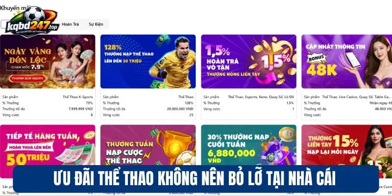 Ưu đãi thể thao không nên bỏ lỡ tại nhà cái